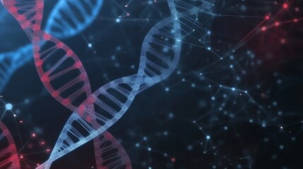 Abstract Biohacking Visuals with DNA Strands and Technological Motifs