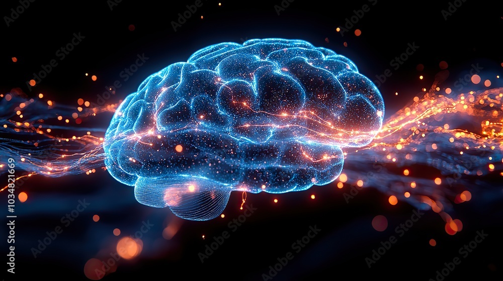 Poster visualization of brain signals and impulses in the context of neurocosmetics and neuroscience neural