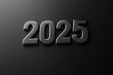 3D Rendered Silver 2025 on Black Background