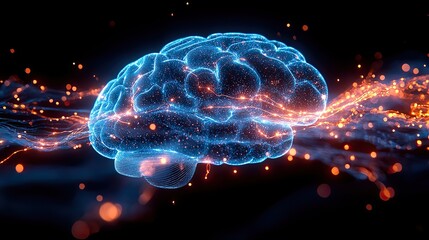 visualization of brain signals and impulses in the context of neurocosmetics and neuroscience neural pathway.stock image