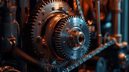 Fototapeta premium Industrial Gear System Close-Up