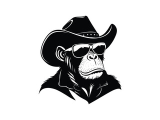 Cowboy Grumbling Gorilla Silhouette Collection – Wild West Gorillas with Hats and Sunglasses