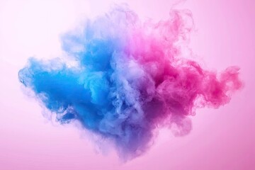 Colorful smoke cloud on pink background, vibrant and abstract design.