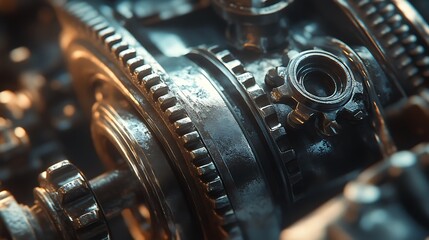 Closeup of a Detailed Metal Gear System