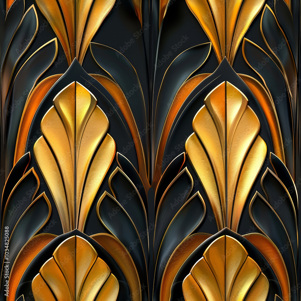 Aufkleber this decorative background features a striking art deco design showcasing intricate gold leaf patter