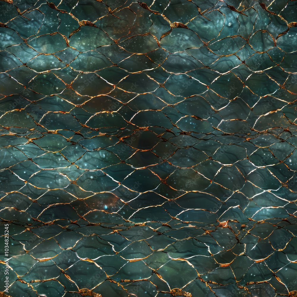 Poster the photograph captures a textured background featuring a cracked surface with blue and green hues. 