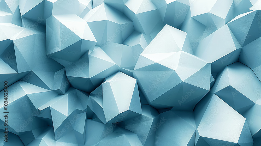 Poster intricate blue geometric shapes create a textured, abstract background, showcasing a variety of angu