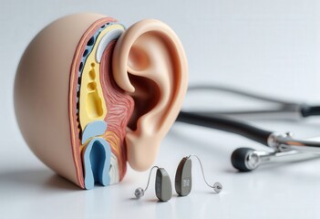 Hearing Aid with Ear Model and Stethoscope