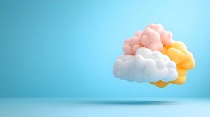 Vibrant digital grid nodes forming a compact 3D cloud computing icon representing data communication hosting network and modern technology connectivity concepts