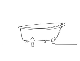 Continuous one line drawing of bathtub design. Simple  glamorous bathtub line art vector illustration. Editable vector.