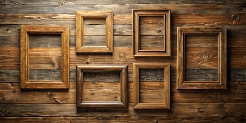 Rustic Wooden Frames on a Weathered Plank Wall