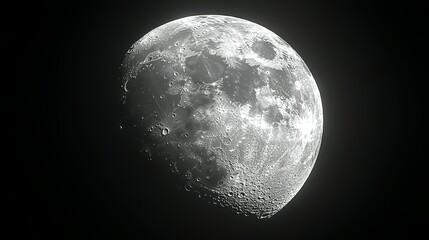 A Close-Up View of the Moon's Surface Showing Craters and Other Features