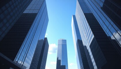 Fototapeta premium Modern Skyscrapers Against Blue Sky