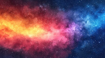 Watercolor nebula in sci-fi and fantasy digital art concept. Colorful space nebula with stars, vibrant space nebula background in deep outer space
