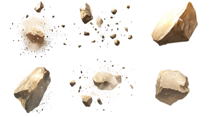 Collection of Illustrations Depicting Rockets Flying Through Space Generative AI