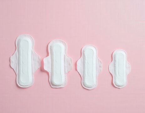 Sanitary Pads in Different Sizes on Pink Background
