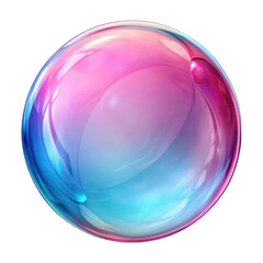 Obraz premium Pink and blue soap bubble isolated on transparent background
