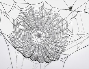 Obraz premium Spider web design on a transparent background, showcasing intricate patterns and textures white background
