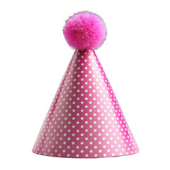 Pink Birthday party hat isolated on transparent background