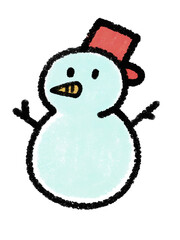 クレヨンで描いた雪だるまの📝イラスト