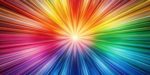 Obraz premium Abstract Radiating Rainbow Lines, digital art, abstract art, background, color, rainbow, lines