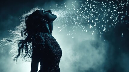 Elegant Female Vocalist in Shimmering Gown