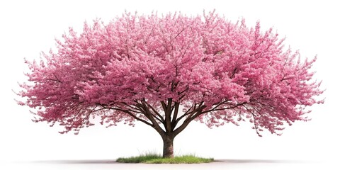 Obraz premium Pink flower sour cherry tree isolated on white background