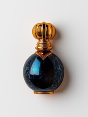Luxury Perfume Bottle with Gold Cap and Blue Glass