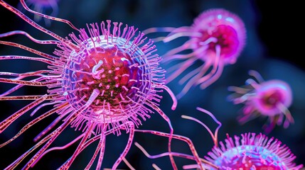 Ancient microbes under microscope reveal intricate cellular structures, showcasing their mysterious and ancient nature, ideal for scientific and educational content.