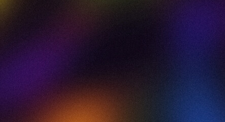 Orange purple blue dark color wave grainy gradient light spots backdrop design, abstract color spots on dark, glowing, noisy, bright, header, banner, poster