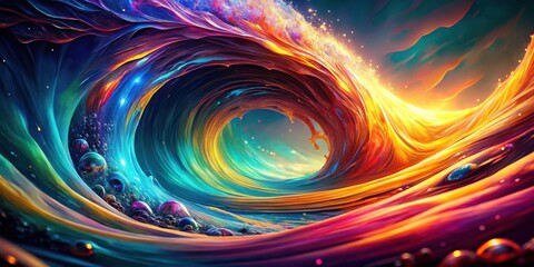 Obraz premium A Swirling Cosmic Wave of Color and Light, an Abstract Journey Through a Vibrant Universe