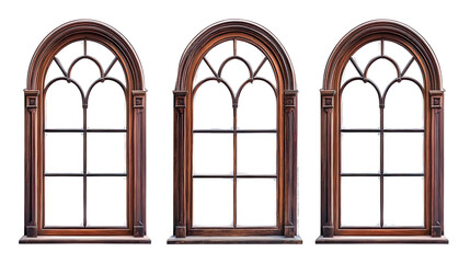 Wooden Window Frames on a White Background Collection Generative AI
