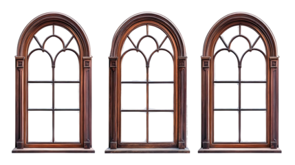 Wooden Window Frames on a White Background Collection Generative AI