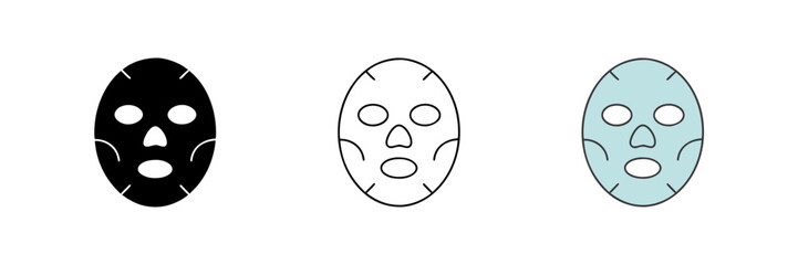 Minimalist icon of a face mask used in beauty treatments, symbolizing skincare and relaxation.