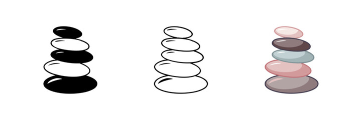 Vector illustration of stacked spa stones representing relaxation, meditation, and balance.
