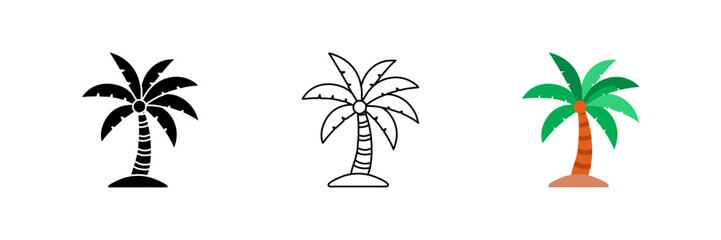 Icon of a palm tree symbolizing relaxation, tropical vacations, and wellness.