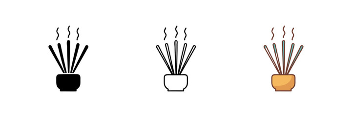 Obraz premium Vector icon of incense sticks, symbolizing aromatherapy and relaxation practices.