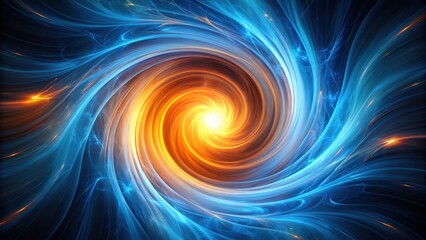 Fototapeta premium A radiant vortex of swirling energy, a captivating blend of vibrant blue and warm orange hues creating a mesmerizing abstract design.
