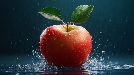 pretty apple with splash water