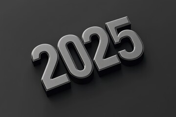 3D Rendered Black Textured 2025 on a Black Background