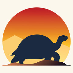 Tortoise vector silhouette on white background Adobe Illustrator Artwork