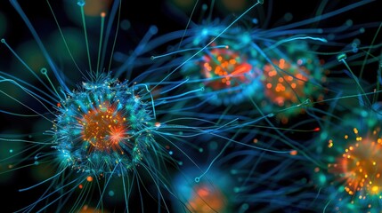 Ancient microbes under microscope reveal intricate cellular structures, showcasing their mysterious and ancient nature, ideal for scientific and educational content.