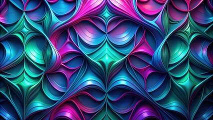 A Symphony of Swirling Hues Abstract Pattern of Intertwined Curves and Vibrant Colors in a Symmetrical Design