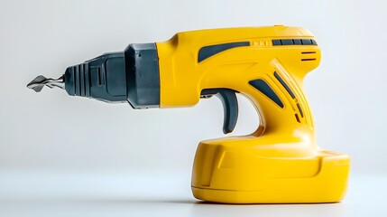 yellow cordless battery pack powered angle grinder electric hand diy construction tool machine isolated white background. 