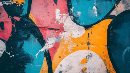 Abstract Graffiti Art on Colorful Wall Background, Urban Texture