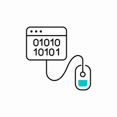 binary code click icon sign vector