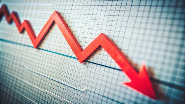 Innovative Recession Chart with Declining Red Arrow



