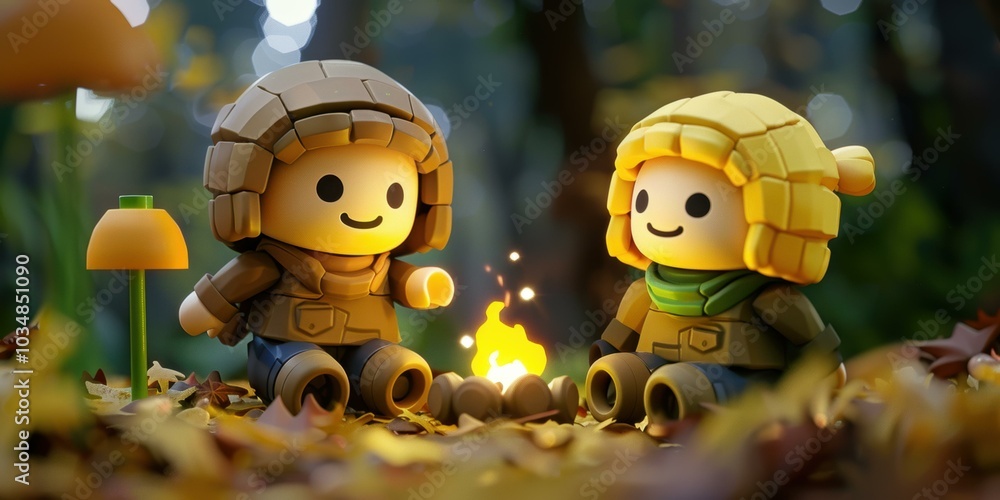 Canvas Prints Two friends enjoying a fire together. AI.