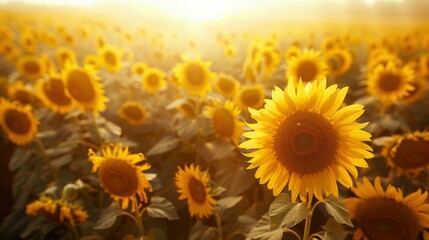Obraz premium Sunflowers blooming in a field. AI.