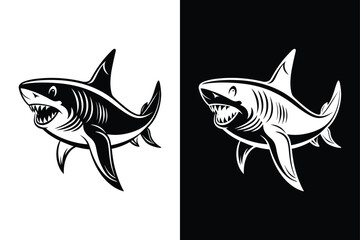 Elegant Shark Logo. Sleek Silhouette Icon Design
